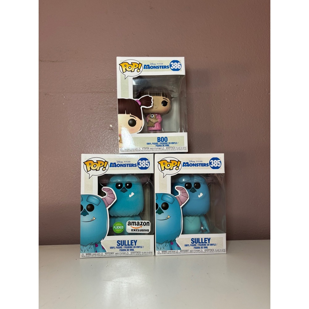 Funko Pop Disney Monsters Inc Boo 386 Sulley 385 Flocked Amazon Exclusive Lot 3